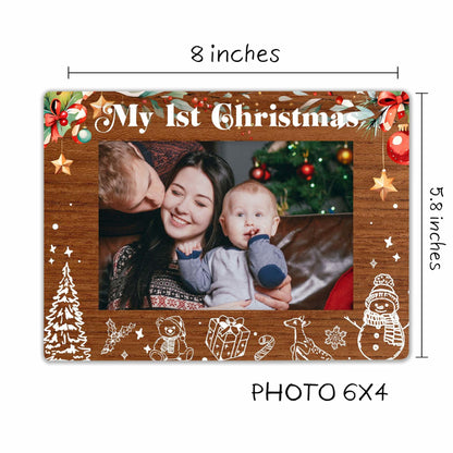 SSQBZU New Born Baby 'My 1st Christmas' Photo Frame 4x6 White