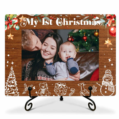SSQBZU New Born Baby 'My 1st Christmas' Photo Frame 4x6 White