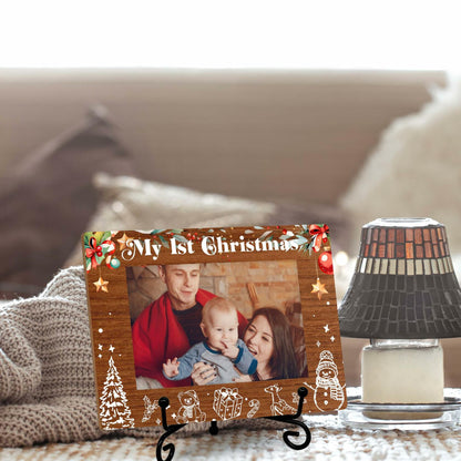 SSQBZU New Born Baby 'My 1st Christmas' Photo Frame 4x6 White