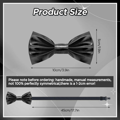 Neptniopllab Boys Metallic Leather Bow Tie Adjustable Black Size 4-12