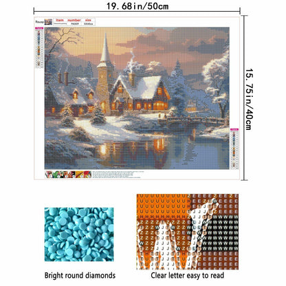 Rousp Christmas Diamond Painting Kit Winter Village 16x20 inch