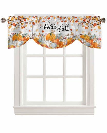 RisQiten Hello Fall Tie Up Valance Curtains Orange 54x18