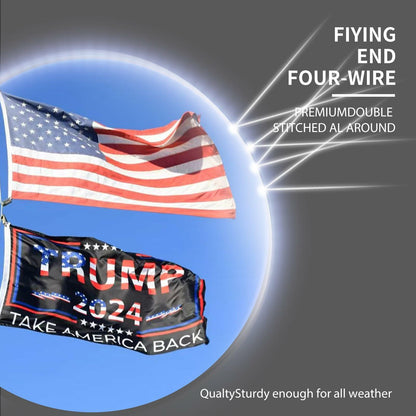 Trump 2024 Flag 3x5 Double Sided 3 Ply UV Resistant Black Brass Grommets