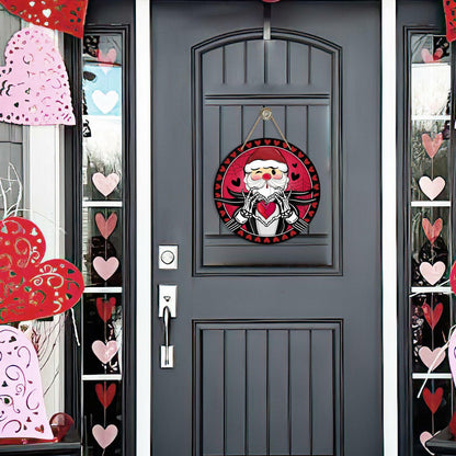 Bolisom Valentines Day Wood Door Sign Red Black Hearts Outdoor Porch Decor