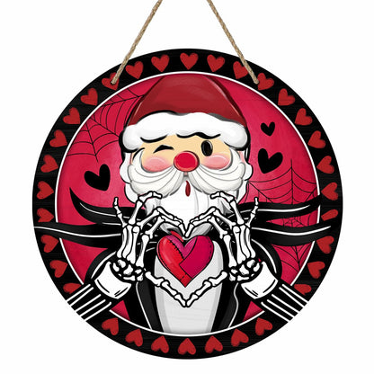Bolisom Valentines Day Wood Door Sign Red Black Hearts Outdoor Porch Decor