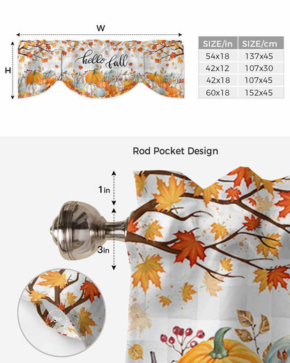 RisQiten Hello Fall Tie Up Valance Curtains Orange 60x18