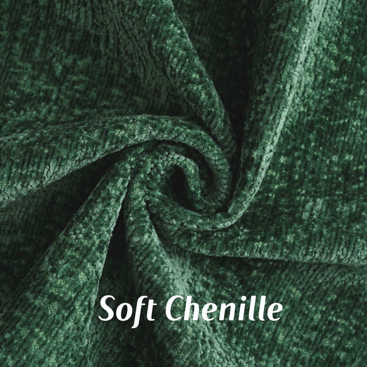 FUTEI Dark Green Chenille Throw Pillow Covers 26x26 Inch Set of 2