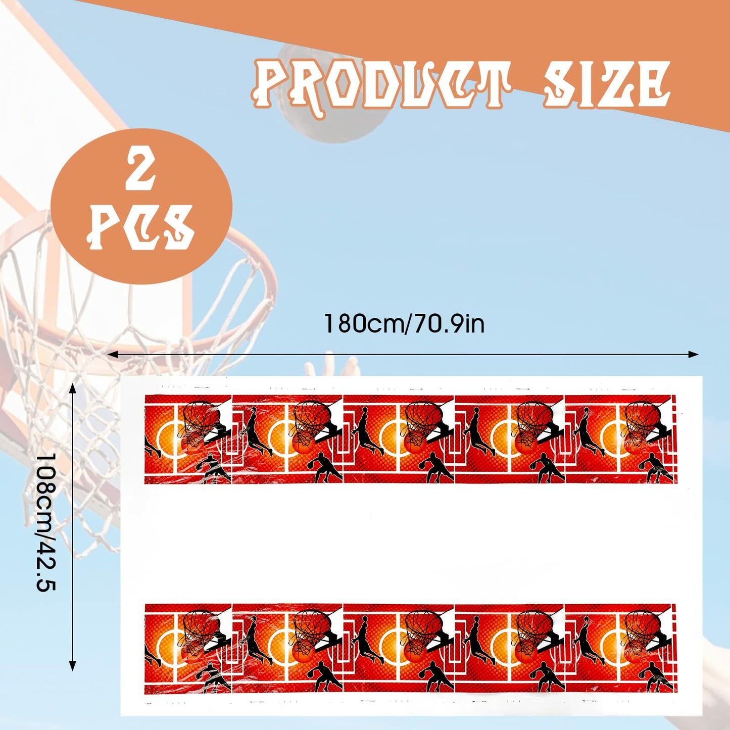 Aiyorse Basketball Tablecloth 71x43in Disposable Waterproof Plastic Table Cover
