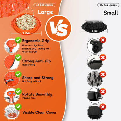 Chicken Shredder Tool Twist Large 10" with Brush Orange BPA Free Ergonomic