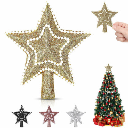 Hollowfly Mini Star Christmas Tree Topper Pearl Black 10 Inch