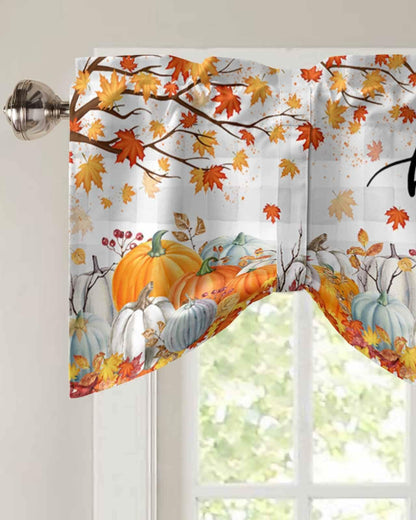 RisQiten Hello Fall Tie Up Valance Curtains Orange 60x18