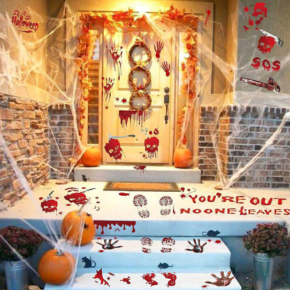 RUOKEXIN Halloween Window Clings & Wall Decals Bloody Handprint 9 Sheets