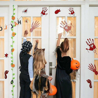 RUOKEXIN Halloween Window Clings & Wall Decals Bloody Handprint 9 Sheets