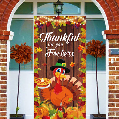Friendsgiving Party Door Cover Banner Large Autumn 6x2.9 Ft Backdrop