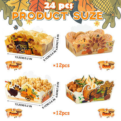 Thanksgiving Disposable Snack Bowls 24pcs Autumn Theme Party Supplies