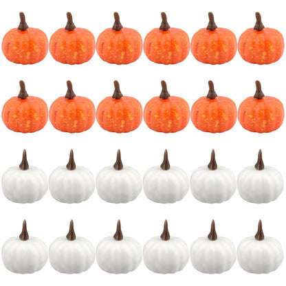 Reicyfang 24 Pcs Mini Artificial Pumpkin Decor Rustic Harvest Orange Set