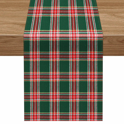 Buffalo Plaid Cotton Table Runner Reversible Red Green 14x84 Inch