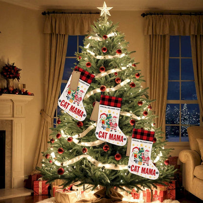 TSUYAWU Cat Mama Christmas Stocking Holiday Decoration 18x12 Inch