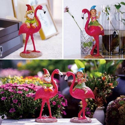 Goodeco Gnome and Flamingo Garden Statue - 6 * 11 Inch (Lady)