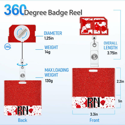 RN Nurse Badge Reel Set – Student & RN ID Clip Red Alligator Card Holder Red