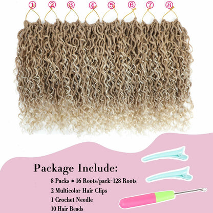 Goddess Locs Crochet Hair 12 Inch 8 Packs River Faux Locs 27/613# Size 12in