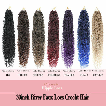 Goddess Locs Crochet Hair 12 Inch 8 Packs River Faux Locs 27/613# Size 12in