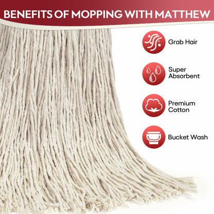 Matthew Cleaning 20oz Cotton Floor Mop Refill 6Pack White Heavy Duty