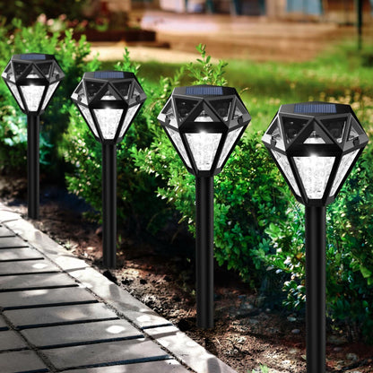 Ouddy Decor Solar Outdoor Waterproof LED Garden Lights Cool White 4 Pack