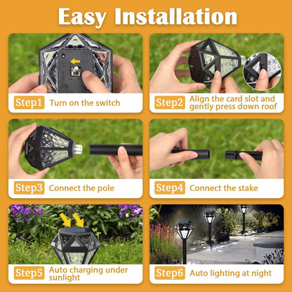 Ouddy Decor Solar Outdoor Waterproof LED Garden Lights Cool White 4 Pack