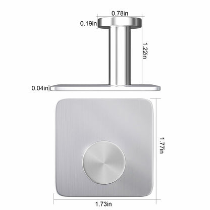 ACNISM Heavy Duty Waterproof Adhesive Hooks Stainless Steel 4 Pack Silver