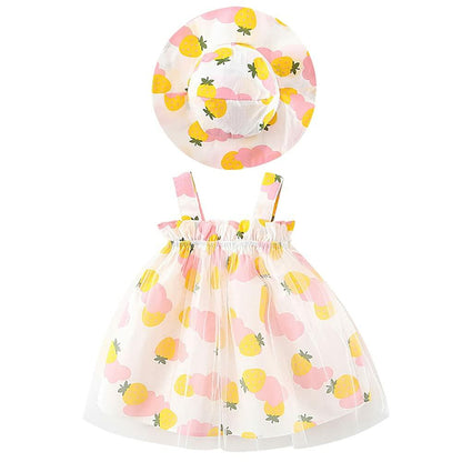 Baby Girls Strawberry Tutu Dress Mesh Pink Outfit Set Size 12-18 Months