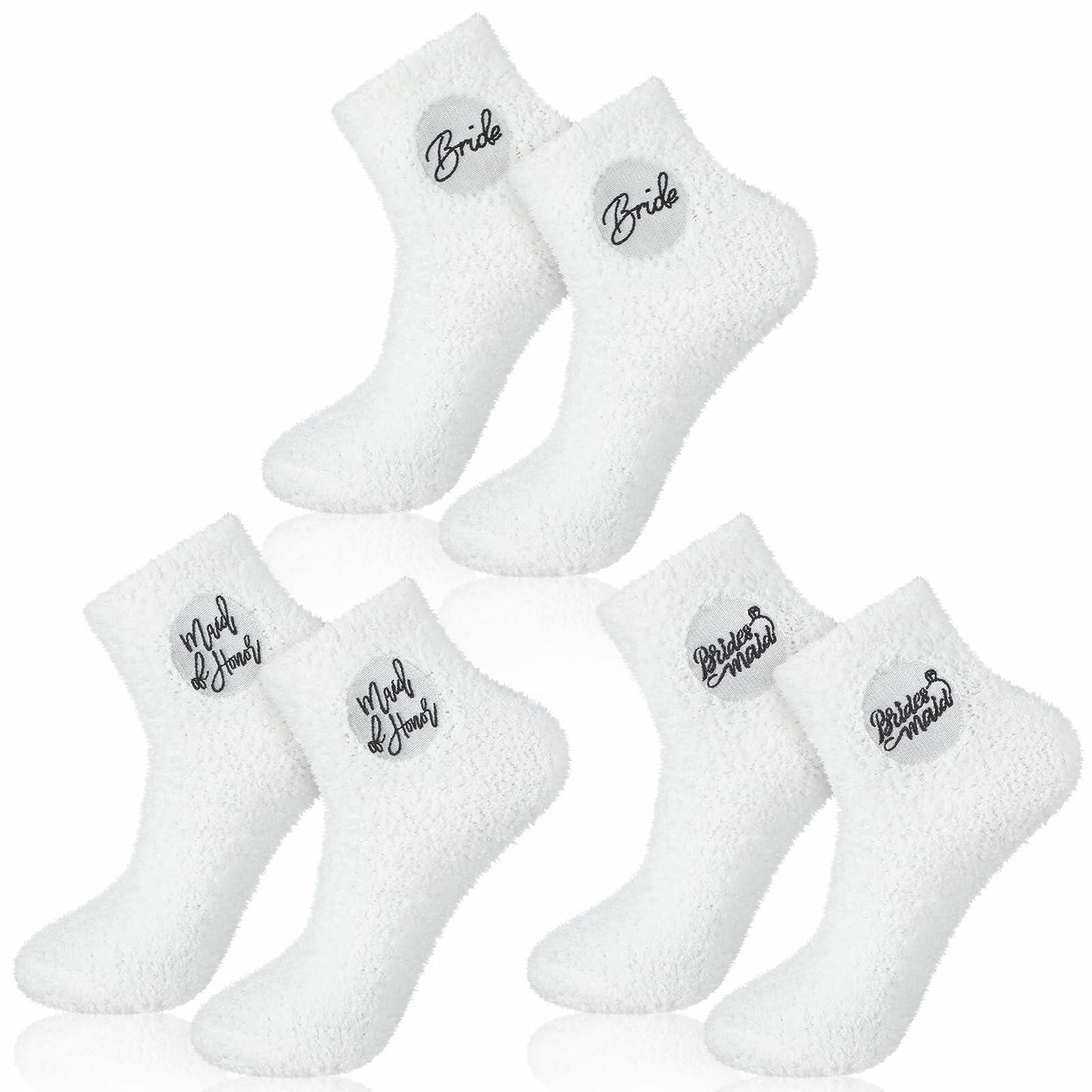 Skicuff 3 Pairs Bridesmaid Fuzzy Coral Fleece Socks Women Wedding Gifts