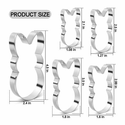 Easter Bunny Cookie Cutter Set Stainless Steel 5 Pieces Holiday Party