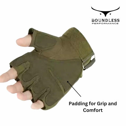 Boundless Performance Fingerless Knuckle Tactical Gloves Black