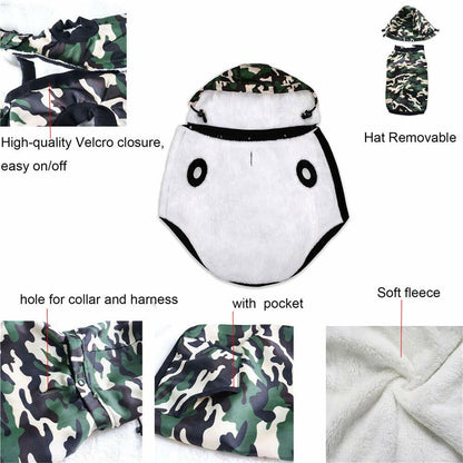 Miaododo Windproof Fleece Lined Dog Jacket Camouflage Size 5XL