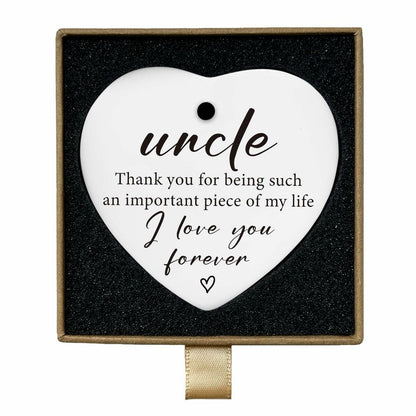 Uncle Gifts Heart Ceramic Ornament Sign Christmas Birthday Gift