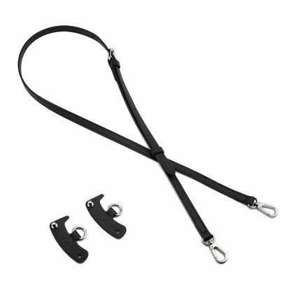 DEVPSISR Leather Adjustable Purse Strap for Longchamp Handbag Black Silver