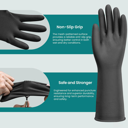 Petacffe Kitchen Cleaning Rubber Gloves Medium Non-Slip Waterproof