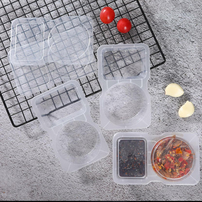 VOUKEN Double Compartment Snack Containers with Lids Transparent 10PCS