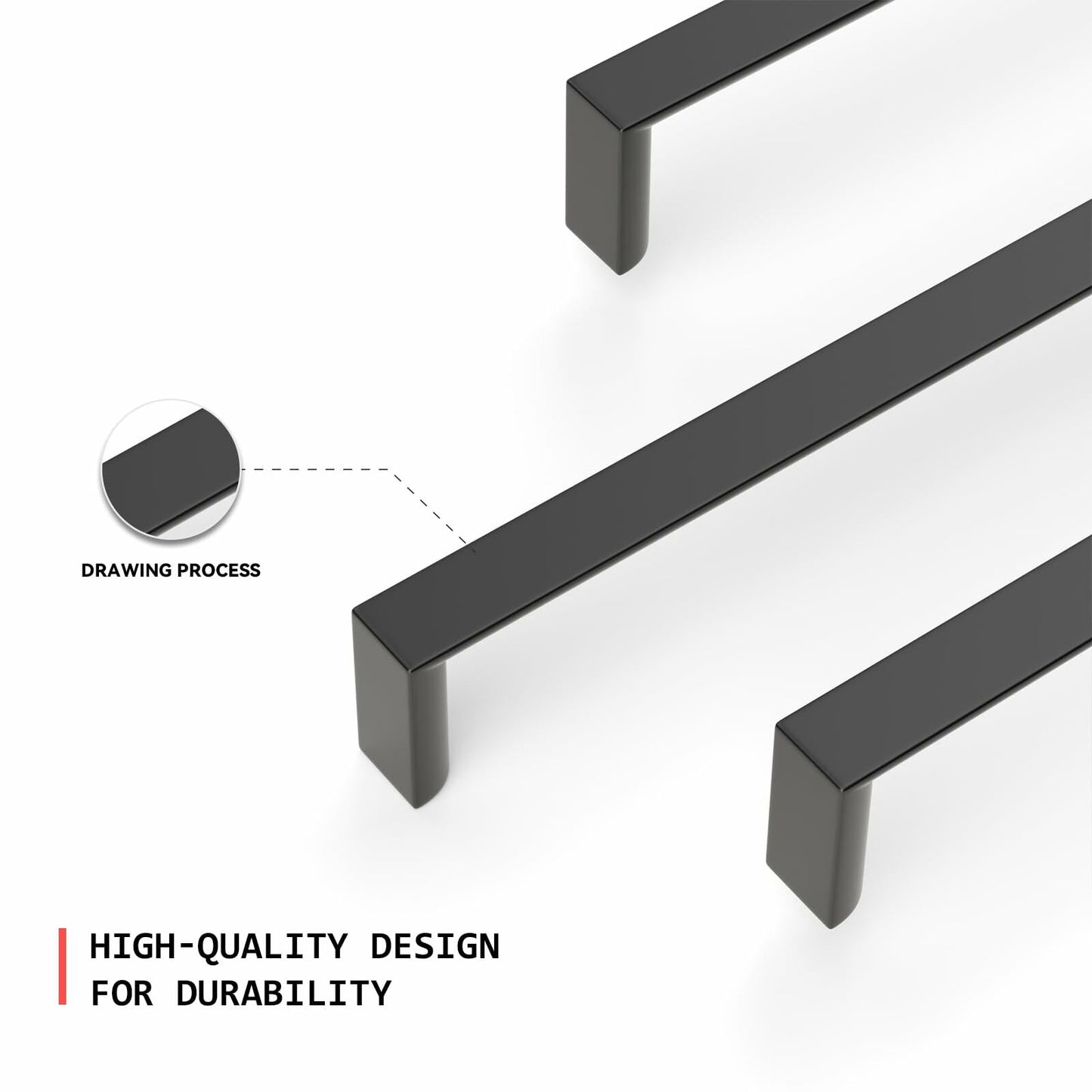 homdiy 5Pack 6.25in Matte Black Cabinet Handles 160mm Hole Centers