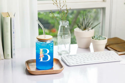 NewEleven Personalized Monogrammed Coffee Glass 16oz Letter D Women