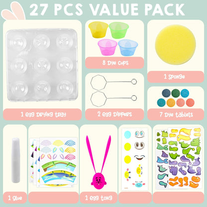 Klever Kits Easter Animal Egg Dye Kit 27 PCS Mermaid Dinosaur Unicorn