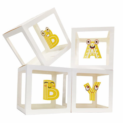 Onteftshop Baby Boxes with Letters 4 Clear White Blocks Baby Shower