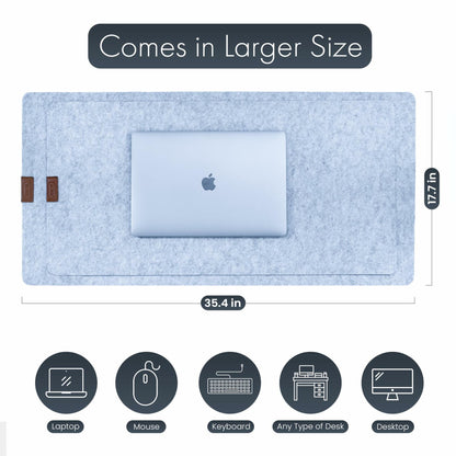 EROS Office Products Non-Slip Felt Desk Mat Light Gray Extra Large XL
