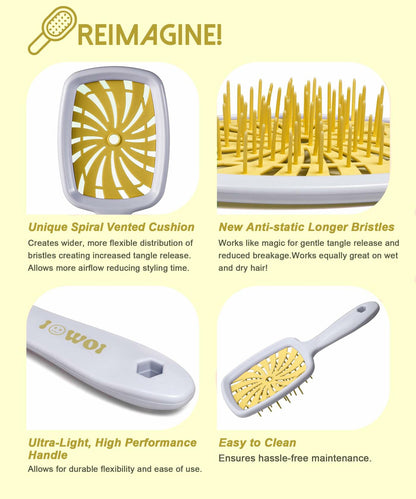 Detangler Brush Anti-Breakage Vented Bristle Mini Travel Lemon Hair Care