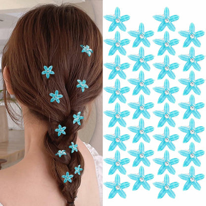 CUBACO 30pcs Mini Rhinestone Hair Clips Crystal Bridal Flower Clips