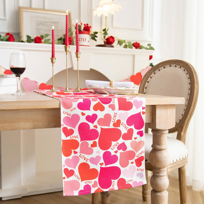 Joyfol Day Valentine's Red Love Heart Table Runner 13x72 Inches