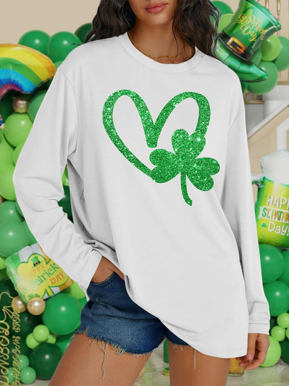 St. Patrick’s Day Women’s Lucky Shamrock Long Sleeve Tee Green 2XL