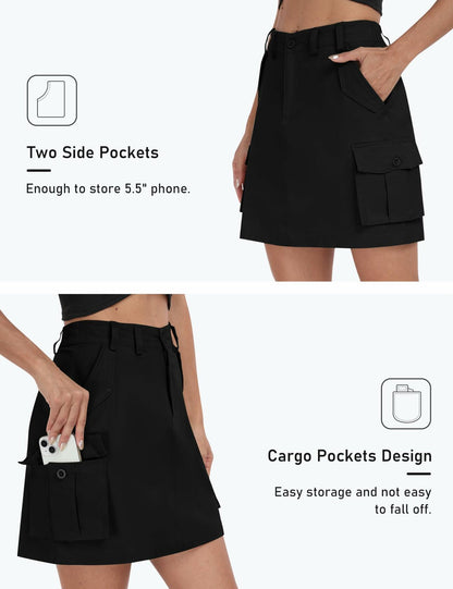 MoFiz Women's 18" Knee Length Golf Skirt Athletic Tennis Black Size M