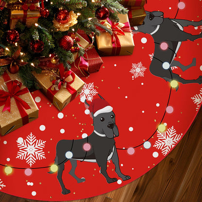 Great Dane Christmas Tree Skirt Red 48 Inch Winter Decoration